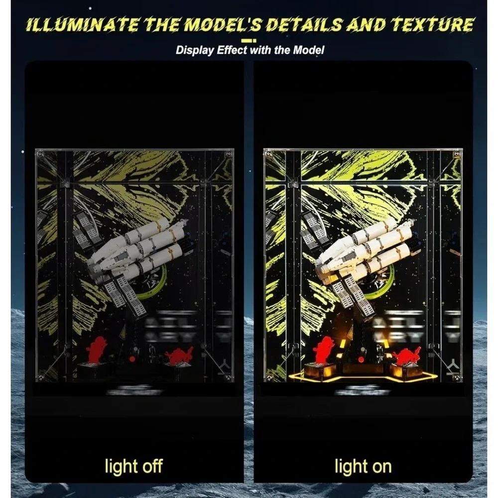 Acrylic Display Case Lego Icons 11389 Project Hail Mary LED Base Themed Backdrop